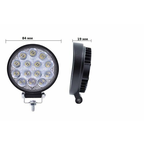 фото Фонарь светодиодный g0004-mini (14led 10w) круглый тонкий (12/24w) 84*84*19mm torino