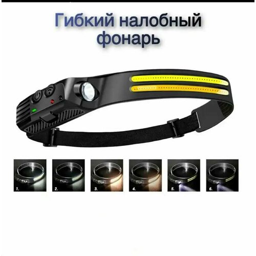 фото Фонарь налобный аккумуляторный светодиодный с usb зарядкой, датчиком движения от shark-shop китай