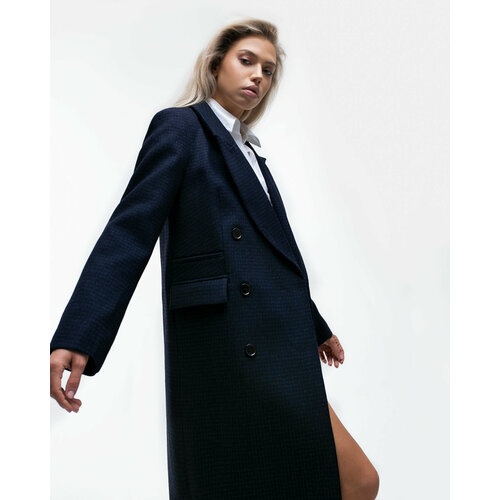 Пальто BUBLIKAIM, размер M, синий, черный inspire пальто двубортное прямого кроя изумрудный