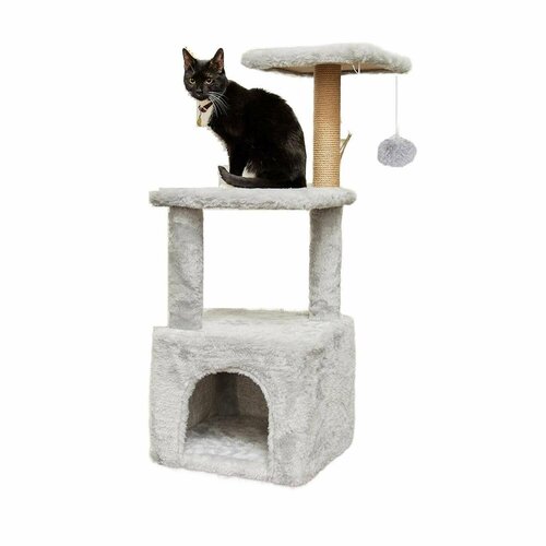 Домик для кошки с когтеточкой Pet БМФ Серый зооник домик когтеточка с лежаком 14 7 кг