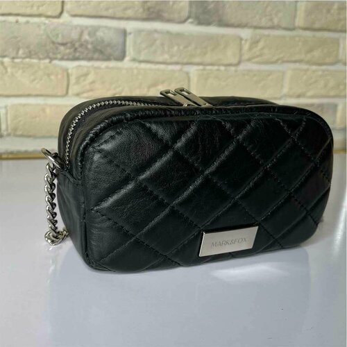 фото Сумка кросс-боди mark & fox amelie_black_silver, фактура стеганая, серебряный