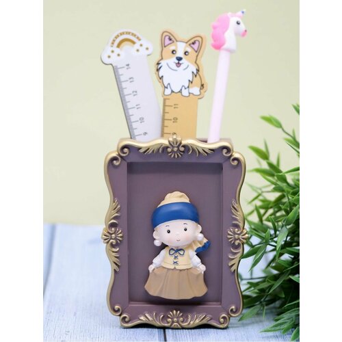 Органайзер настольный подставка для канцелярии Girl with a pearl earring brown 660₽