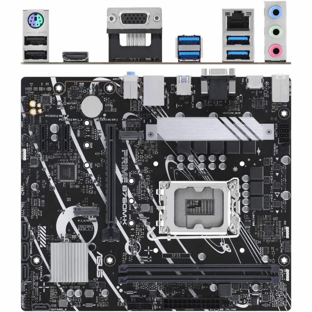 Материнская плата ASUS Prime B760M-K B760 Socket-1700 2xDDR5, 4xSATA3, RAID, 2xM.2, 1xPCI-E16x, 4xUSB3.2, D-Sub, HDMI, 2,5Glan, mATX