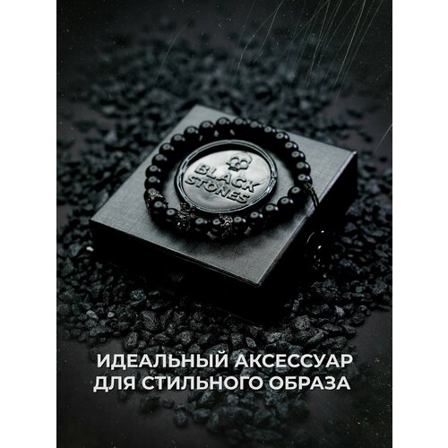фото Браслет, шунгит, 1 шт., черный нет бренда