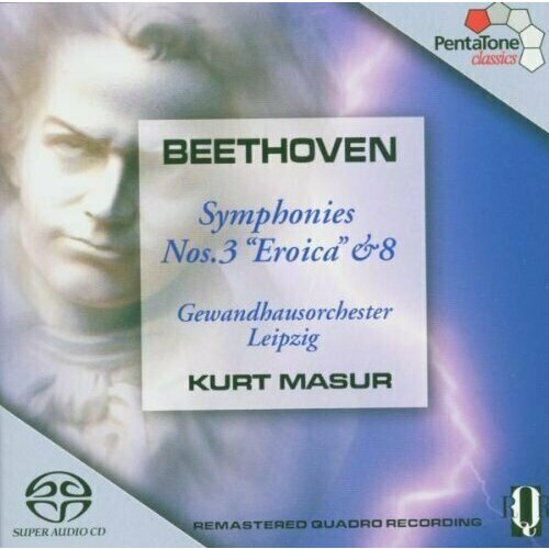 AUDIO CD Beethoven. Symphony No.3 in E flat, Op.55 -Eroica Symphony No.8 in F, Op.93 / Gewandhausorchester Leipzig, Kurt Masur. 1 SACD