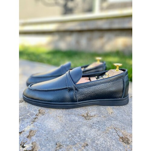 фото Лоферы erogaro туфли из натуральной кожи, размер 25.5 см., черный