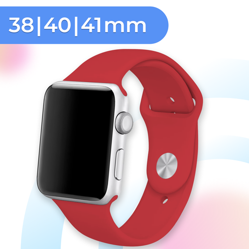 lyambda силиконовый ремешок altair для apple watch 38 40 41 mm olive Силиконовый ремешок для умных часов Apple Watch 38-40-41 mm / 13,5 см / Сменный браслет для смарт часов Эпл Вотч 1-9, SE серии / Red