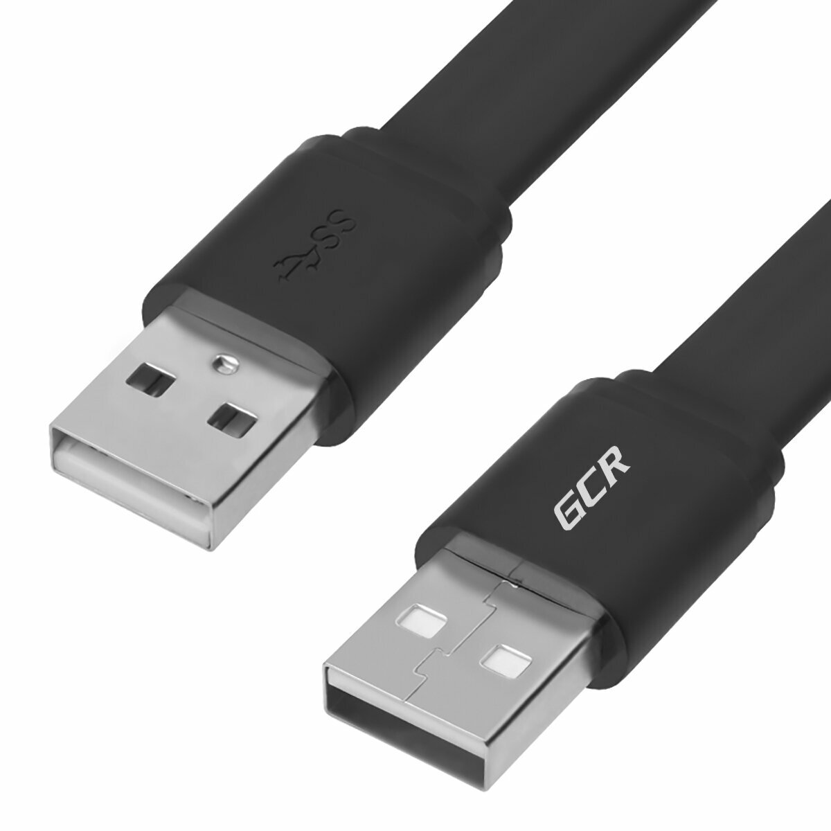 Кабель GCR USB 2.0 AM AM для ноутбука компьютера плоский 2 метра