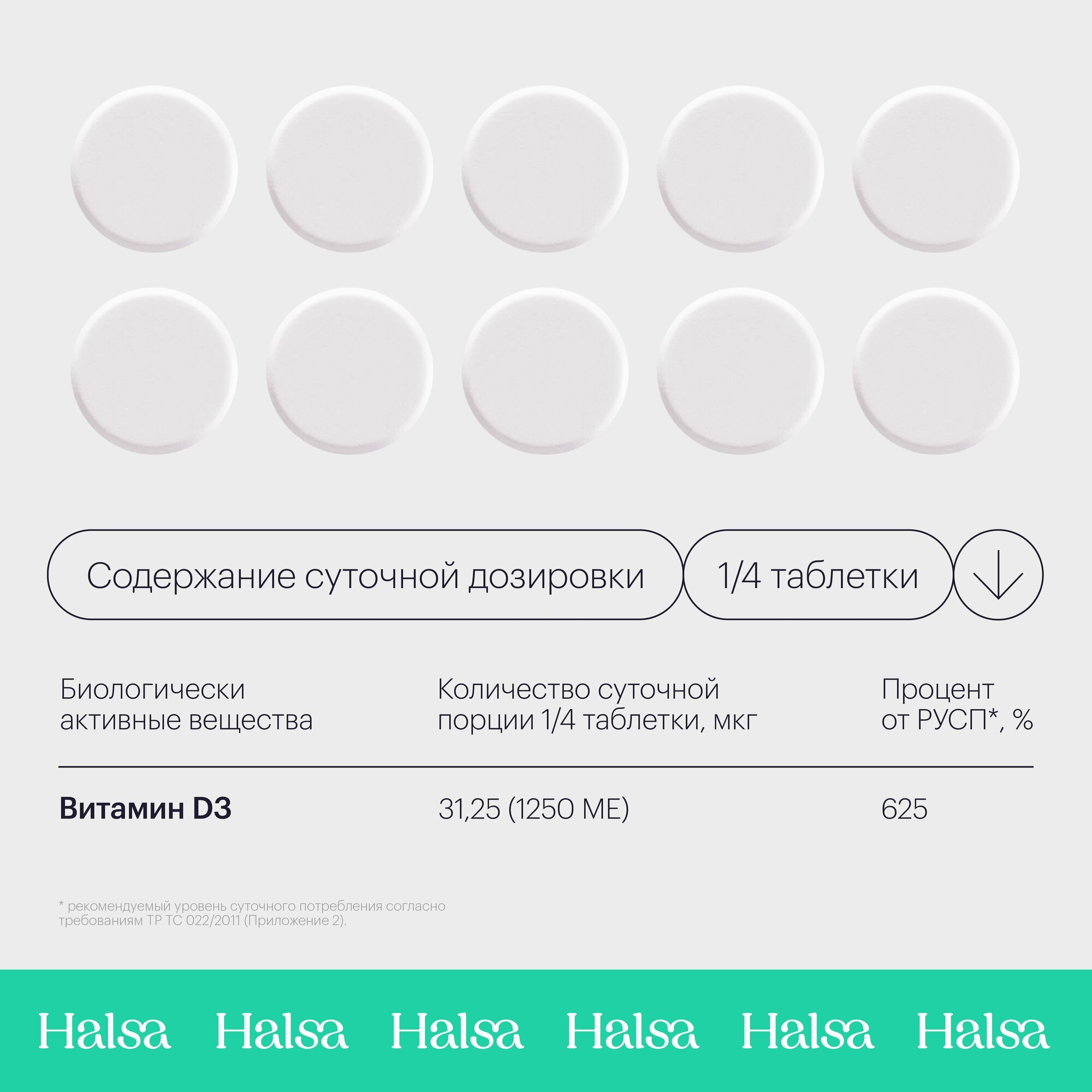 Витамин D3 Halsa 5000 ME витамины для женщин и мужчин, комплекс для иммунитета, крепких костей и зубов, 90 таблеток — фото 1