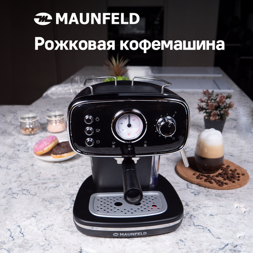 Кофеварка рожковая MAUNFELD MF-736BK, черный кофеварка maunfeld mf 736bk