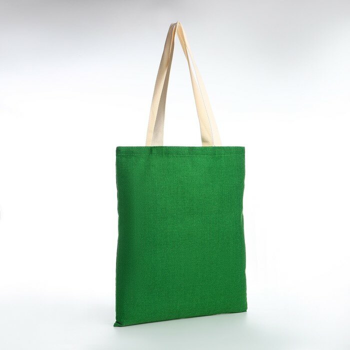 фото Сумка-шопер без застёжки, из текстиля, цвет зелёный