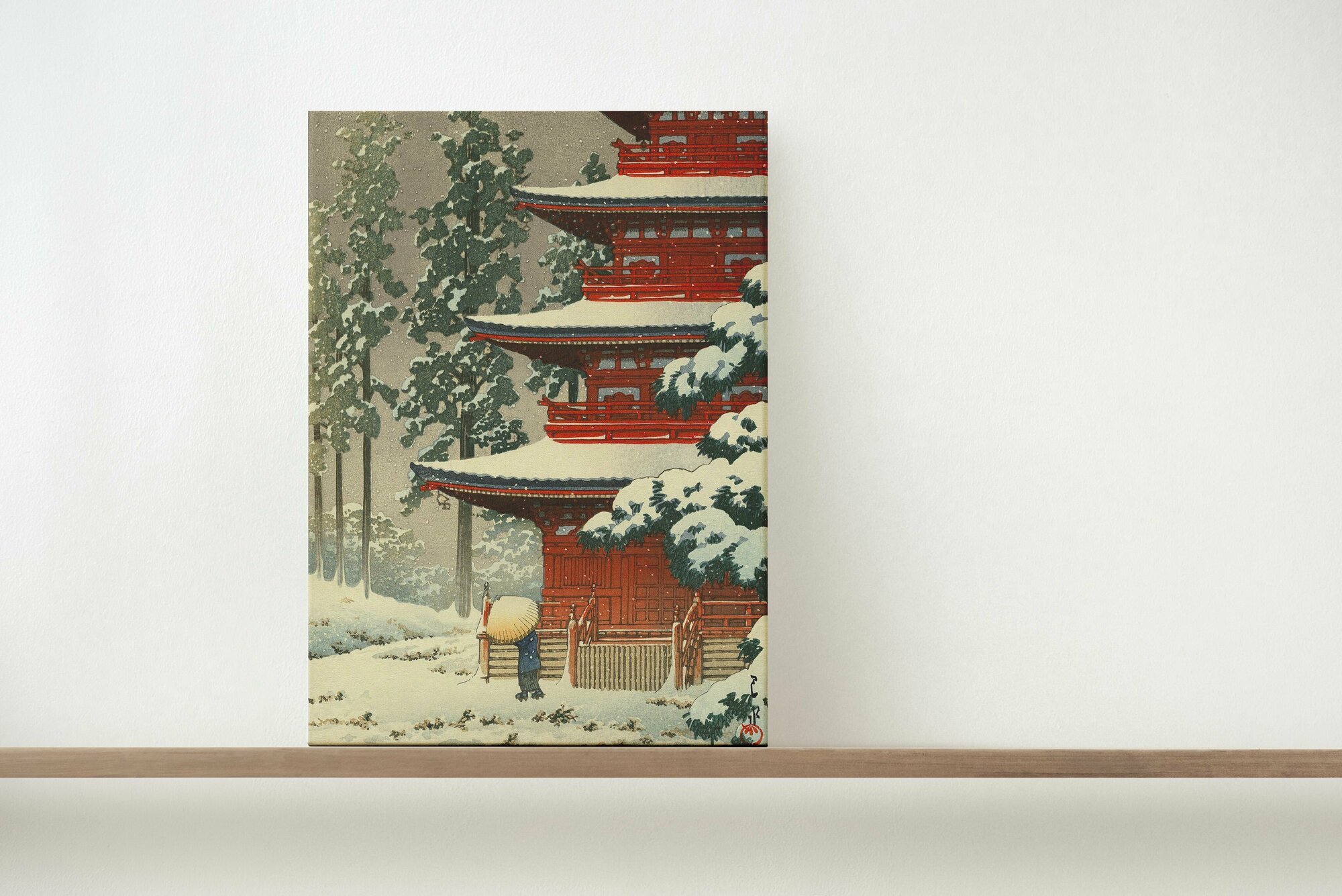 Постер "Японская гравюра. Зима", ламинированный, А4 винтажный плакат