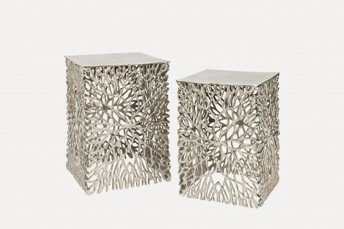 Изображение товара Кофейный столик Era (набор из 2-х штук), дизайнерские, с узором, серебристые