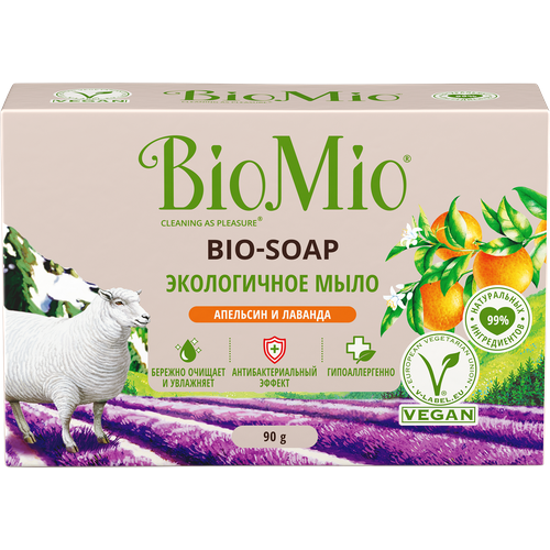 Мыло Biomio Bio-Soap Апельсин лаванда и мята 90г натуральное мыло biomio bio soap манго 2 шт