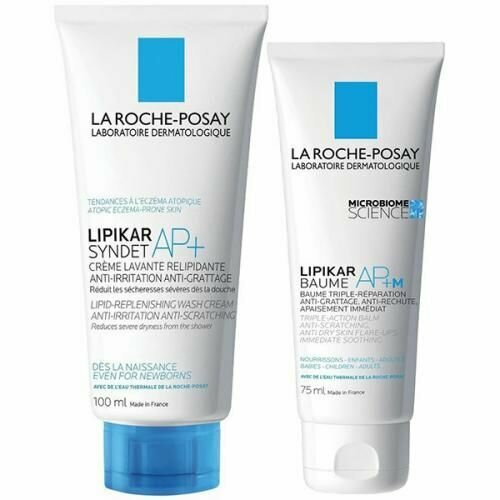 Набор La Roche-Posay Lipikar, крем-гель Syndet AP+, 100 мл + бальзам липидовосстанавливающий AP+M, 75 мл la roche posay набор lipikar очищающий крем гель для лица и тела младенцев детей и взрослых syndet ap сменный блок 400 мл х 2 шт