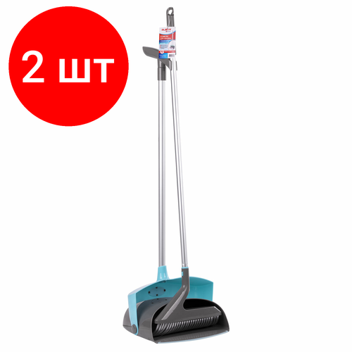Комплект 2 шт Совок для мусора с крышкой-ловушкой и щеткой-сметкой алюминиевая ручка 93 см LAIMA HOME 606804 HY0186 5884₽
