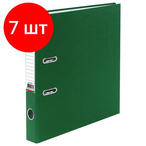Комплект 7 шт, Папка-регистратор офисмаг с арочным механизмом, покрытие из ПВХ, 50 мм, зеленая, 225755