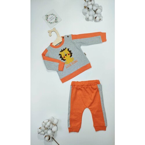 Комплект одежды , размер 12-18 месяцев, оранжевый, серый комплект одежды размер 18 мес оранжевый серый