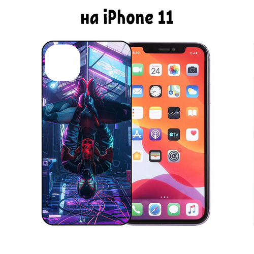 Чехол для iPhone 11 с принтом Неоновый Человек-Паук