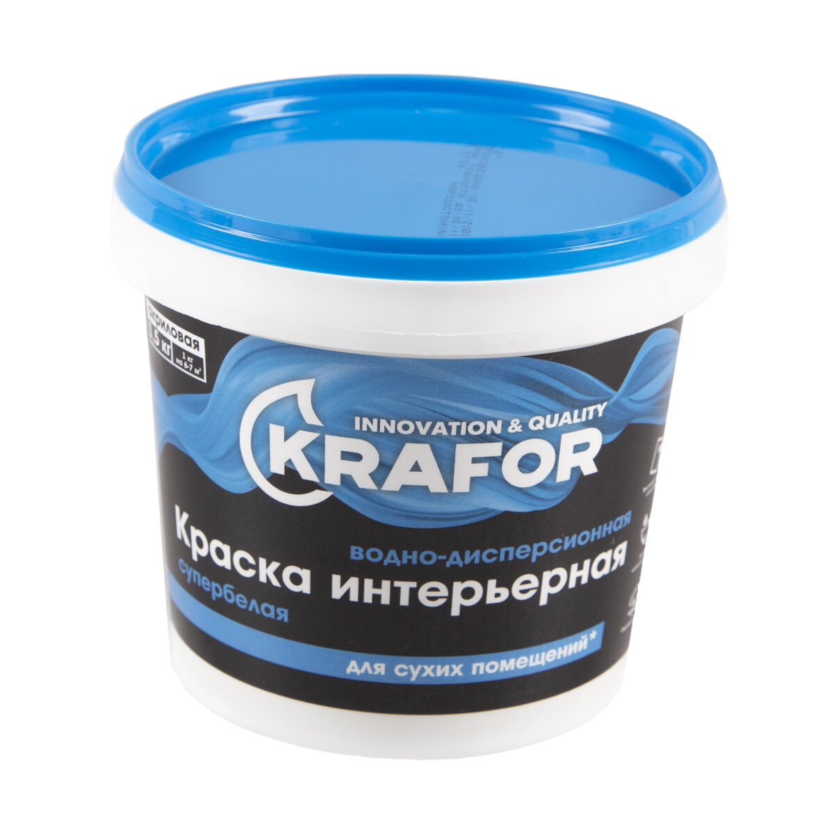 Краска в/д интерьерная супербелая KRAFOR 1,5 кг