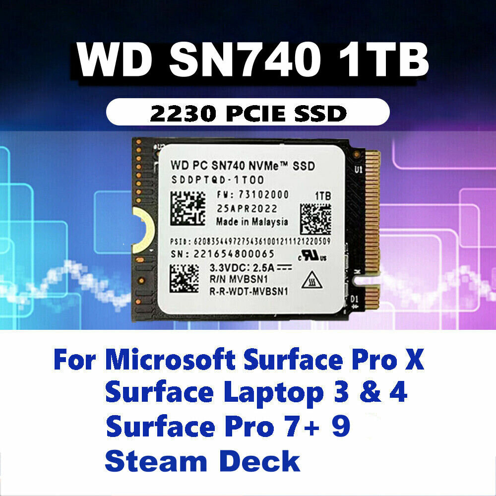 1ТБ SSD M2 WD SN740 2230 PCIe 40 NVME для Steam Deck Surface laptop