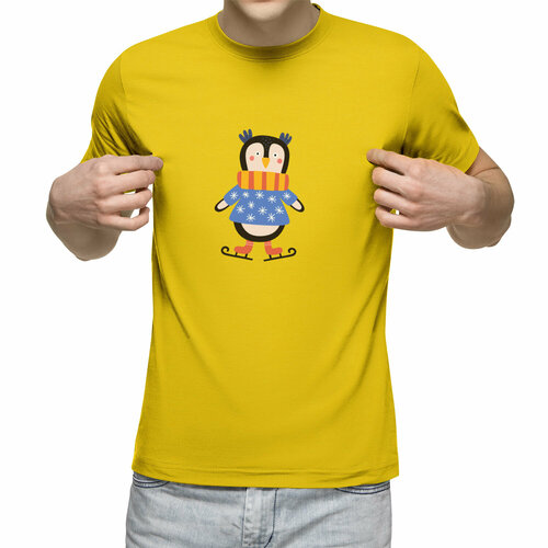 мужская футболка пингвин барабанщик s синий Футболка Us Basic, размер S, желтый