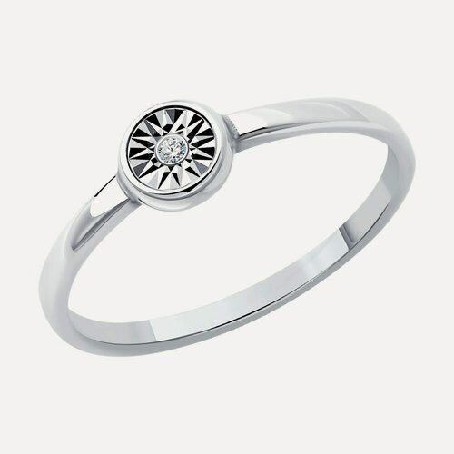 Изображение товара Кольцо, серебро, 925 проба, родирование, бриллиант