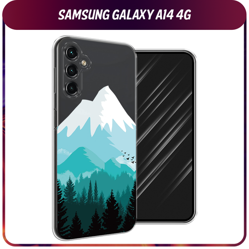 силиконовый чехол весенний букет на samsung galaxy a14 5g самсунг галакси a14 5g Силиконовый чехол на Samsung Galaxy A14 4G / Галакси A14 4G Синяя снежная гора, прозрачный