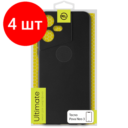 Комплект 4 штук, Чехол Red Line Ultimate для Tecno Pova Neo 3, черный чехол накладка krutoff soft case постер для tecno pova neo 2 черный