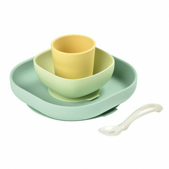 Набор посуды (2 тарелки, стакан, ложка) Silicone Meal Set Yellow