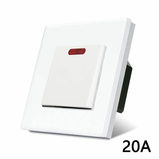 Мастер выключатель механический 20А 1 клавиша 1 пост рамка пластик 86х86мм цвет белый