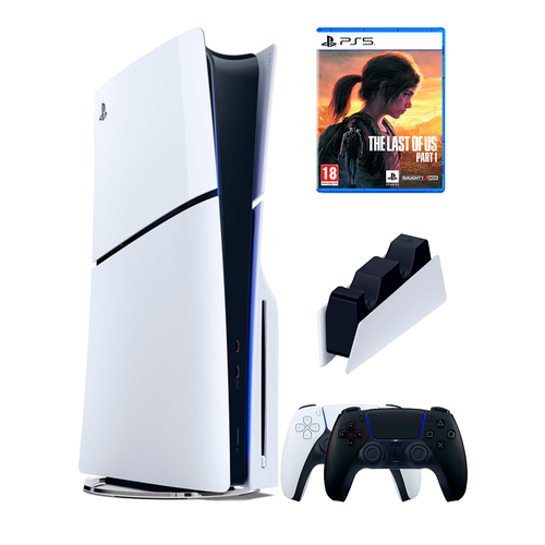 PS5 (ПС5) Игровая приставка Sony PlayStation 5 Slim disc + 2-й геймпад(черный) + зарядное + игра The Last Of Us Part 1