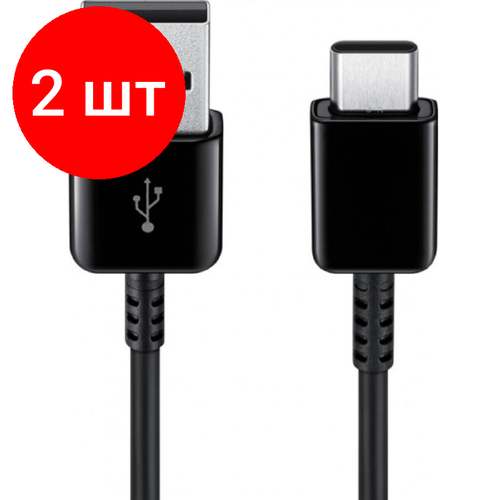 Комплект 2 штук, Кабель Samsung (EP-DG930IBRGRU) USB-C - USB 2.0, 1.5м, 2А, черный зарядный комплект samsung ep ta200 черный кабель белый usb type c 15 вт