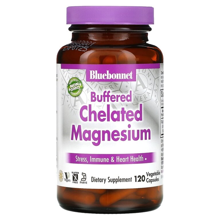 Bluebonnet Nutrition Buffered Chelated Magnesium (Буферизованный хелатный магний) 120 растительных капсул