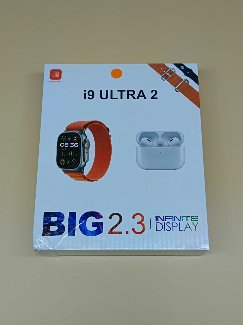 Ультра умные часы I9 Ultra Smart Watch с беспроводными наушниками Big 2.3 оранжевый