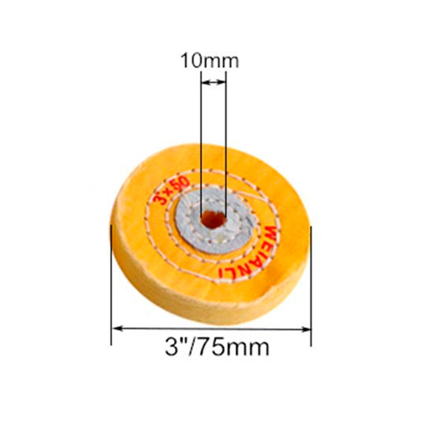 Круг полировальный муслиновый жёлтый Ф75 мм (отверстие Ф10мм) для полировки металла пластика дерева