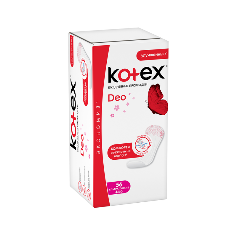 Ежедневные прокладки Kotex Super Slim Deo 1 капель 56 шт