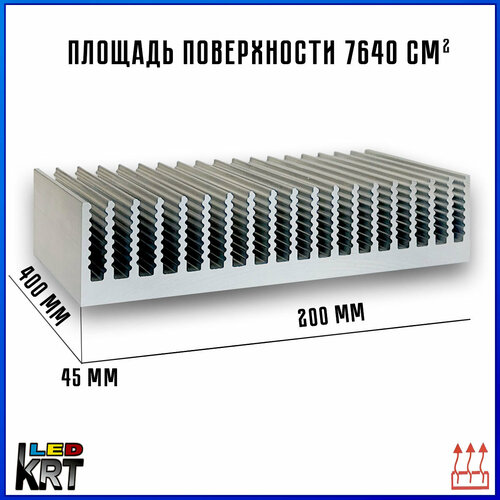 Радиаторный алюминиевый профиль 200х45х400 мм. Радиатор охлаждения, теплоотвод, охлаждение светодиодов