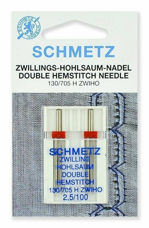 Иглы Schmetz для мережки двойные130/705H ZWIHO № 100/2.5, 2 шт.