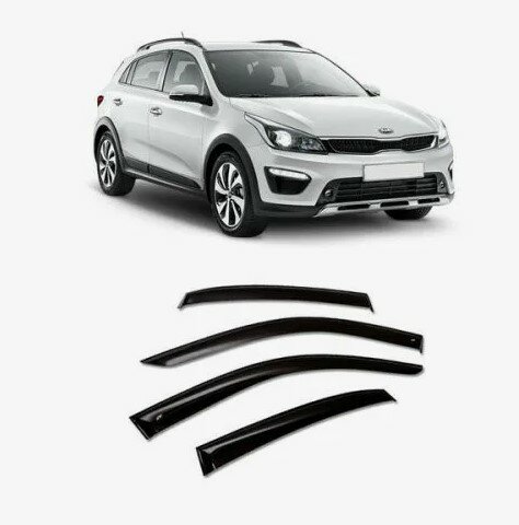 Дефлекторы дверей (ветровики) KIA RIO X-Line (17-) клеящиеся AcrylAuto