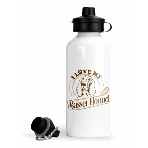 фото Спортивная бутылка для воды i love my бассет хаунд цвет luzimuzi