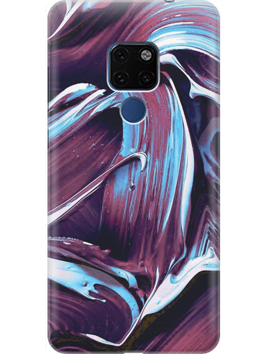 Силиконовый чехол на Huawei Mate 20, Хуавей Мейт 20 с принтом "Фиолетовые мазки"