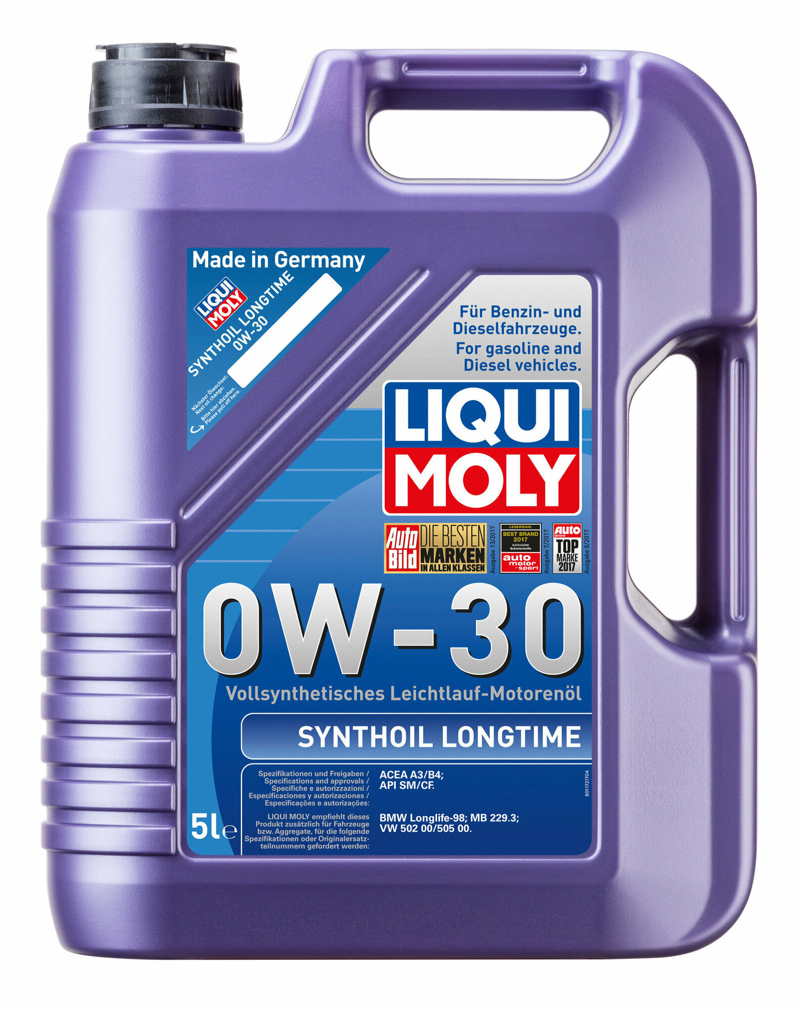 Моторное масло Liqui Moly Synthoil Longtime 0W30 синтетическое 5л