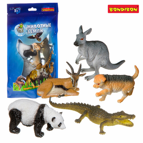 набор животных bondibon ребятам о зверятах динозавры 5 7 шт Набор животных диких 5 шт. 2-6, BONDIBON Ребятам о Зверятах