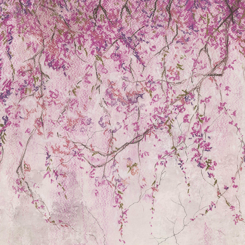 Изображение товара Самоклеящаяся антивандальная пленка для декора мебели и кухонных фартуков. "Розовые цветы на фоне стены". 60х155 см.