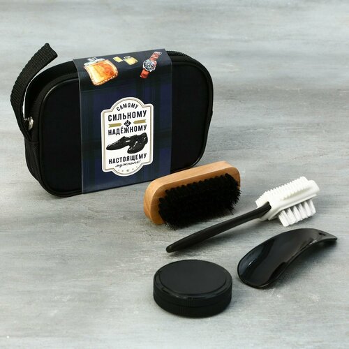 Набор дорожный для обуви Сильному и надежному щетка 2шт губка лопатка 768₽