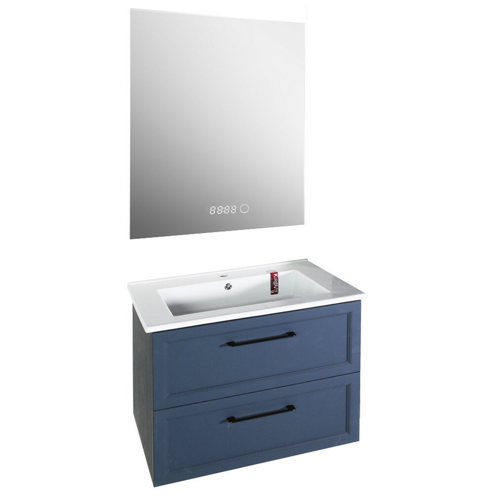 фото Комплект мебели ASB-Mebel Белмонти 85 синий (раковина + тумба + зеркало + материал + цвет)