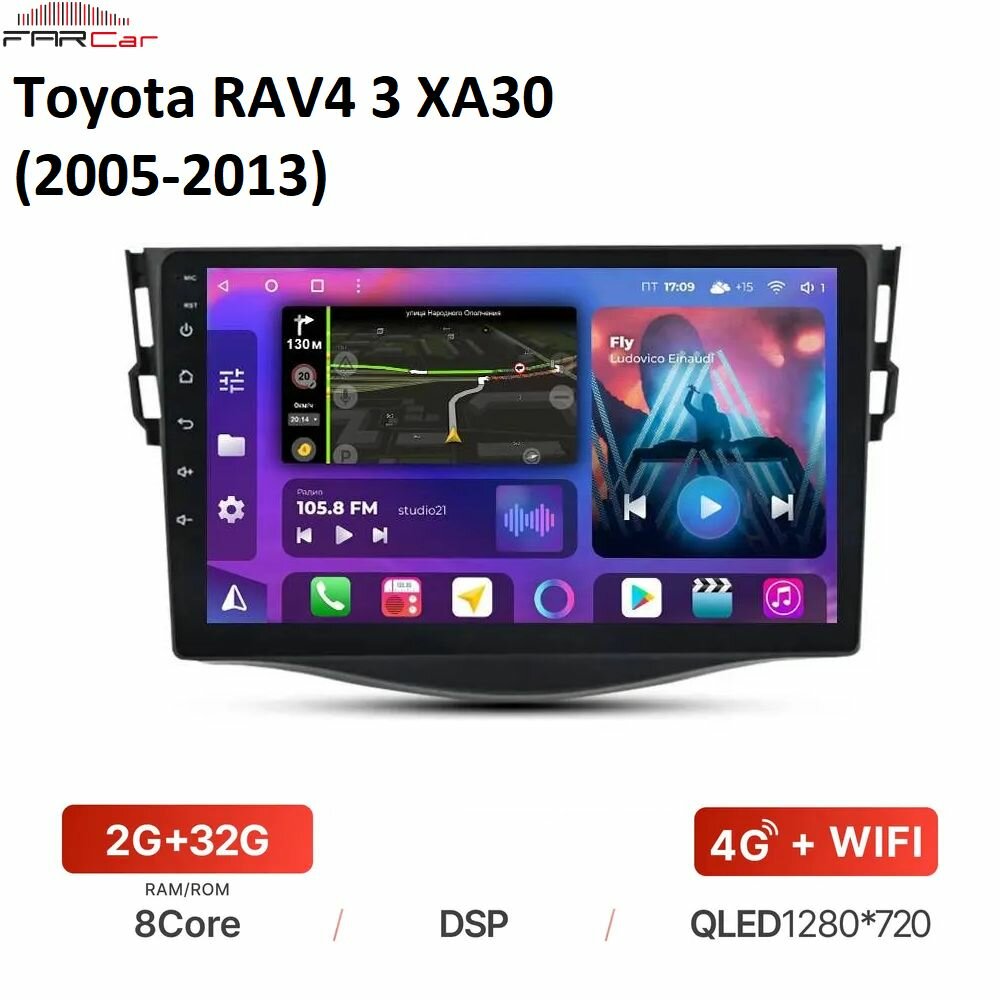 Штатная магнитола FarCar для Toyota RAV4 3 XA30 (2005-2013) на Android 12