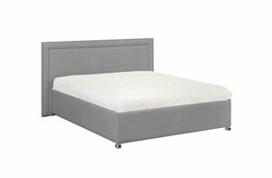 Двуспальная кровать Нью-Йорк 160x200 с подъемным механизмом и с коробом для белья велюр серый ножки 5 см