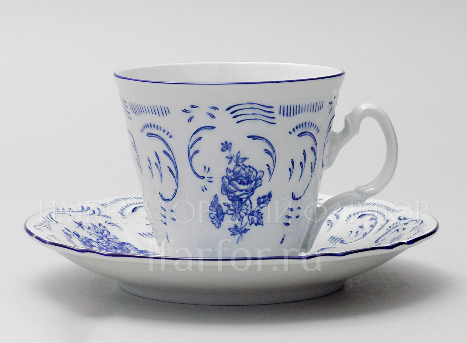 фото Чашка с блюдцем чайная Бернадотт Синие розы Бернадотт ведерка